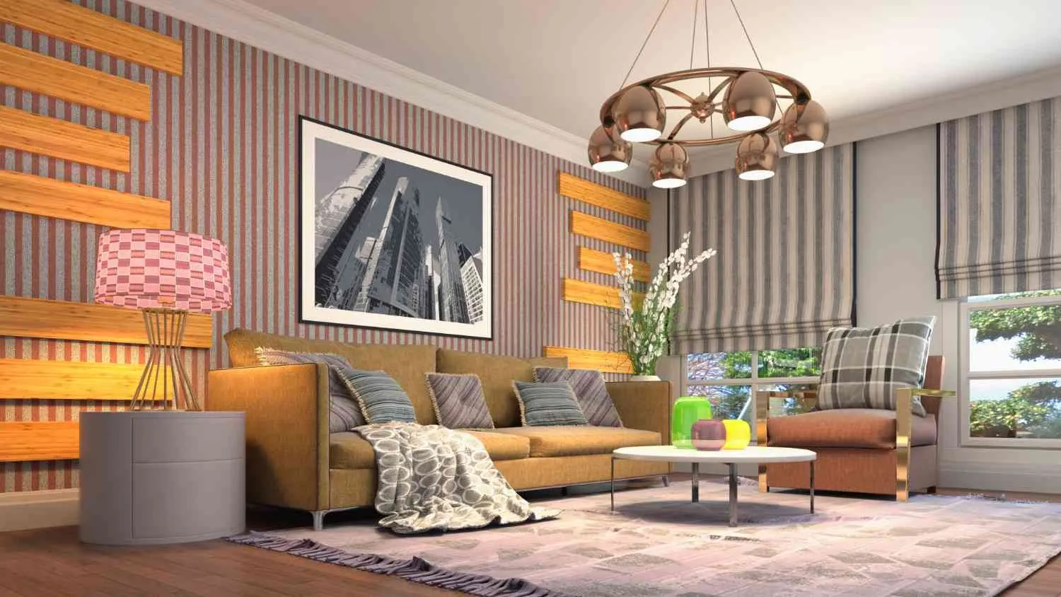 Cozy furnished home interior with personal belongings